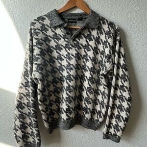 ✨🇺🇸American Vintage Houndstooth Quarter Button Sweater✨ 061